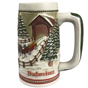 Vintage 1984 BUDWEISER Clydesdales Holiday Limited Edition Stein Covered Bridge